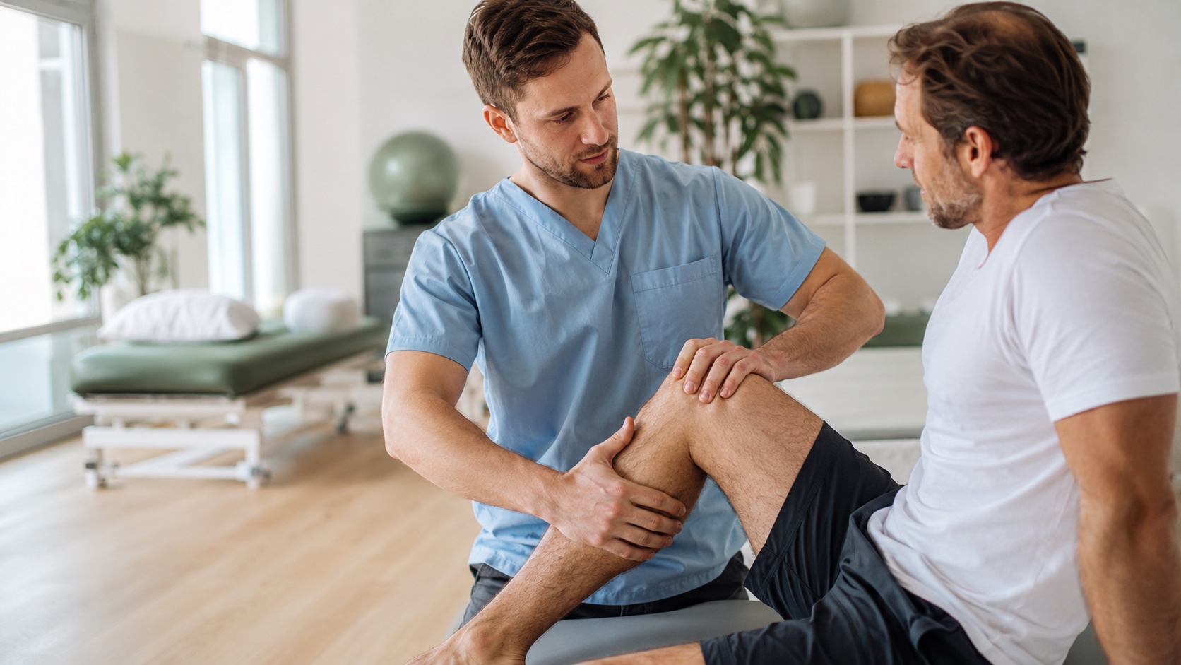 Physiotherapeut behandelt eine Patientin in der Gesundheitspraxis Strutz