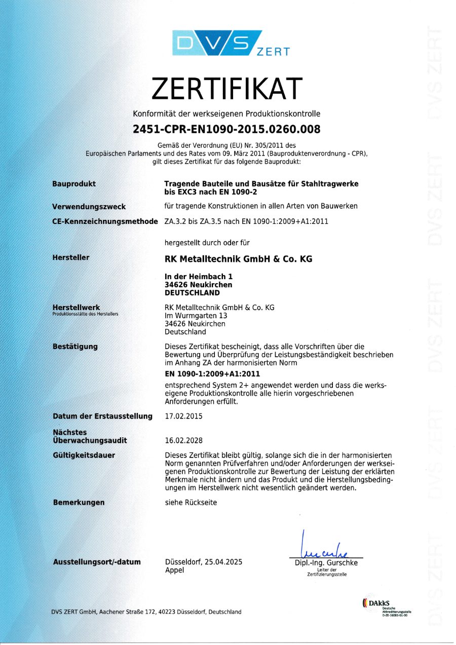 Konformität der werkseigenen Produktionskontrolle