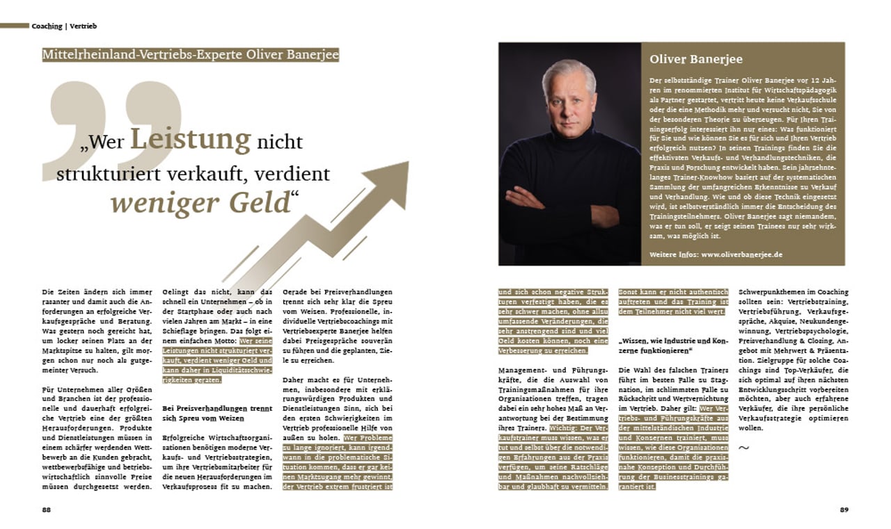 „Wer Leistung nicht strukturiert verkauft, verdient weniger Geld.“