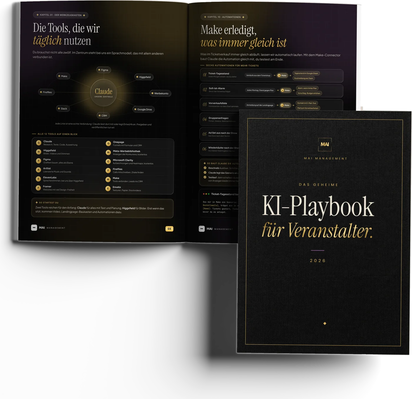 Das geheime KI-Playbook für Veranstalter mit aufgeschlagenen Seiten