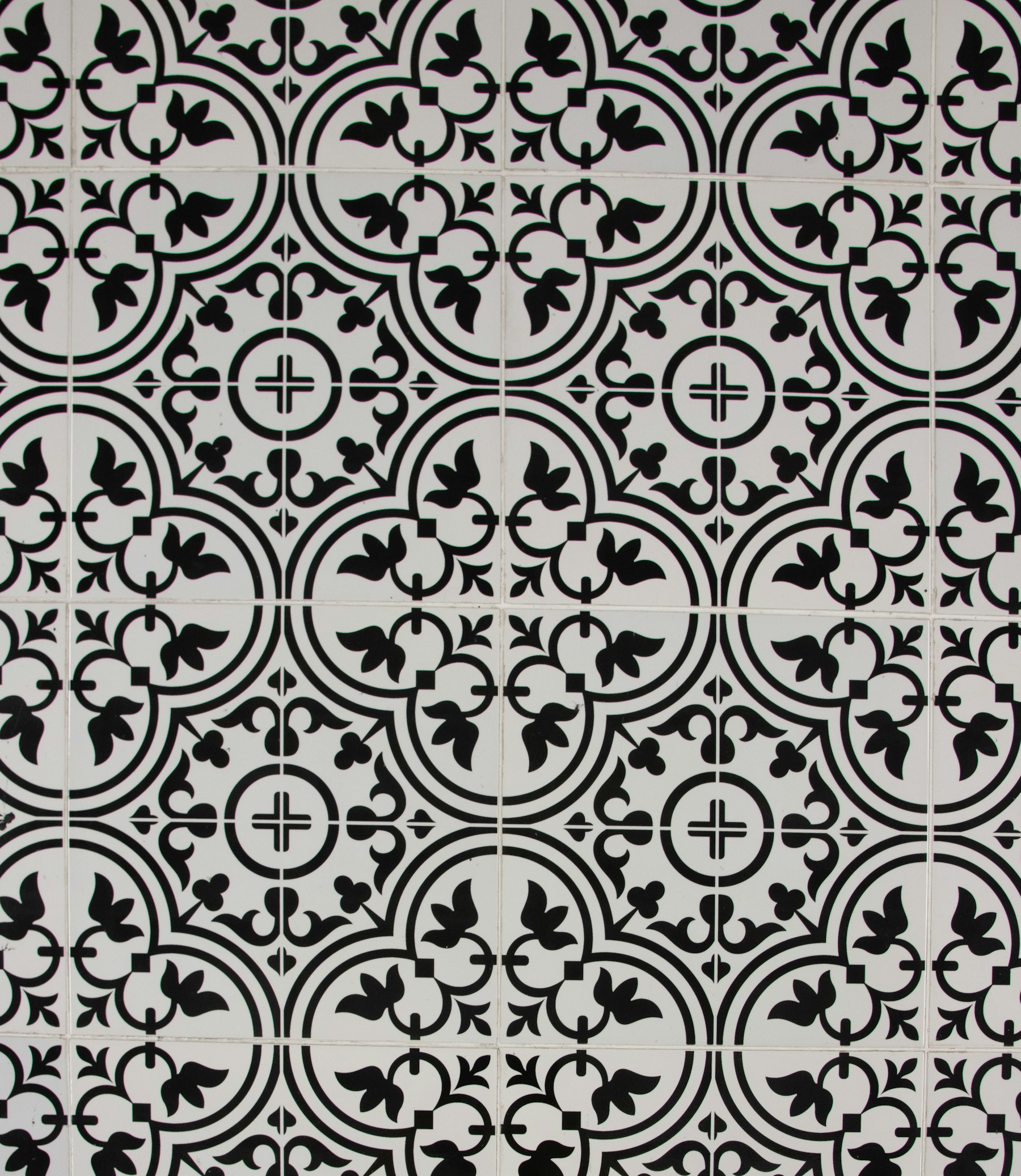 Patterned porcelain tile floor set in a Santa Clara interior