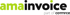 AmaInvoice Logo: „amainvoice“ in grün und schwarz, darunter „part of comrce“.