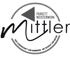 Graues Logo: "Mittler Parkett Meisterwerk", mit kleinem Dreieck und Slogan "AUS LEIDENSCHAFT ZUM HANDWERK - MIT RESPEKT ZUR NATUR".