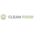 Grünes Logo mit zwei Herzen, die ein Blatt bilden, daneben der Text „CLEAN FOOD“.