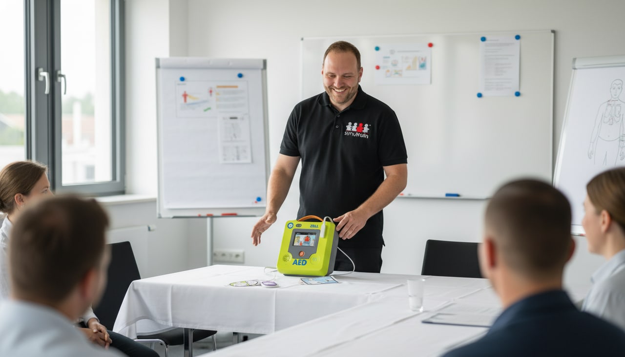 AED-Einweisung im Seminarraum mit ZOLL AED 3
