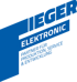 Lieger Elektronik-Logo: "PARTNER FÜR PRODUKTION, SERVICE & ENTWICKLUNG" auf blauem Hintergrund.