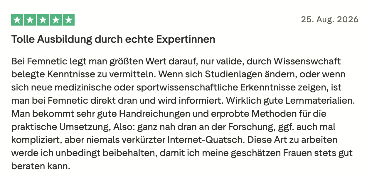 Bewertung: Tolle Ausbildung durch echte Expertinnen