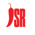Rote Chili-Schote mit den Buchstaben "JSR" in Rot auf grünem Hintergrund.