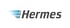 Hermes-Logo mit blauen, stilisierten Flügeln und grauem Text "Hermes".
