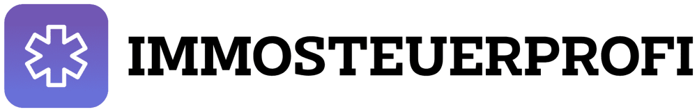 Lila Quadrat mit Sternsymbol und dem Text "IMMOSTEUERPROFI".