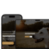 Smartphone und Laptop zeigen die Website „Tierphysiotherapie Saarland – Marie Sophie Mühlen“ mit Hund.