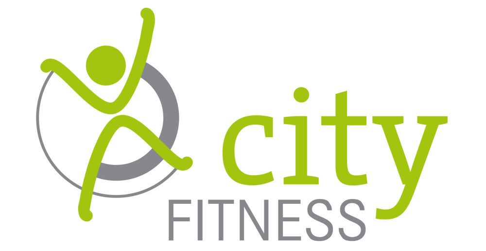 Grünes City Fitness Logo mit stilisiertem Menschen in einem Kreis.