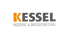 Logo: KESSEL Heizung & Badgestaltung. "K" ist orange, der Rest ist grau auf grünem Hintergrund.