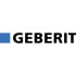 Geberit Logo mit einem blauen Quadrat links neben dem schwarzen Markenschriftzug auf schwarzem Hintergrund.