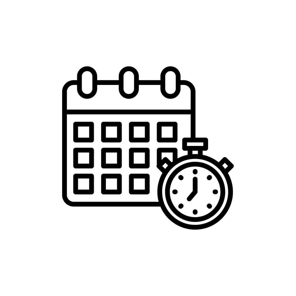 Kalender und Stoppuhr-Symbol.