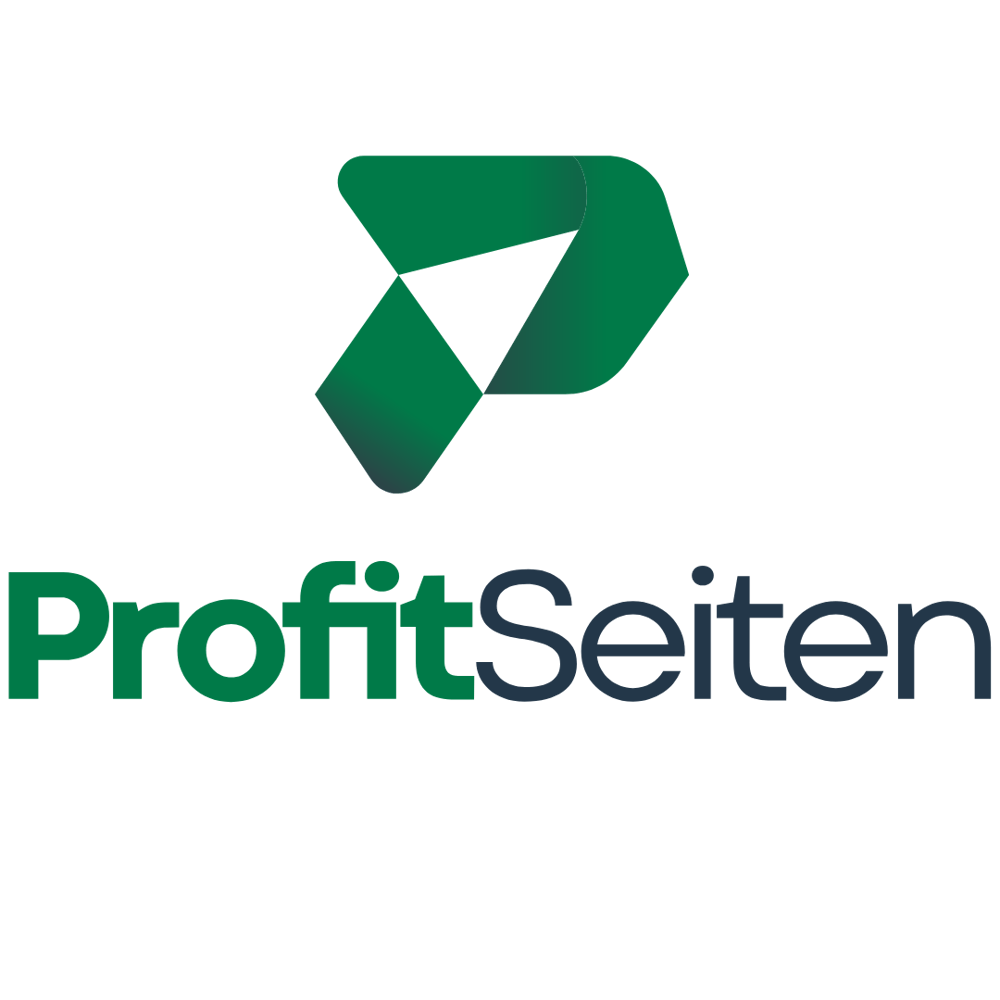 ProfitSeiten Logo: Grünes stilisiertes "P" über dem Wort "ProfitSeiten" in Grün und Dunkelblau.