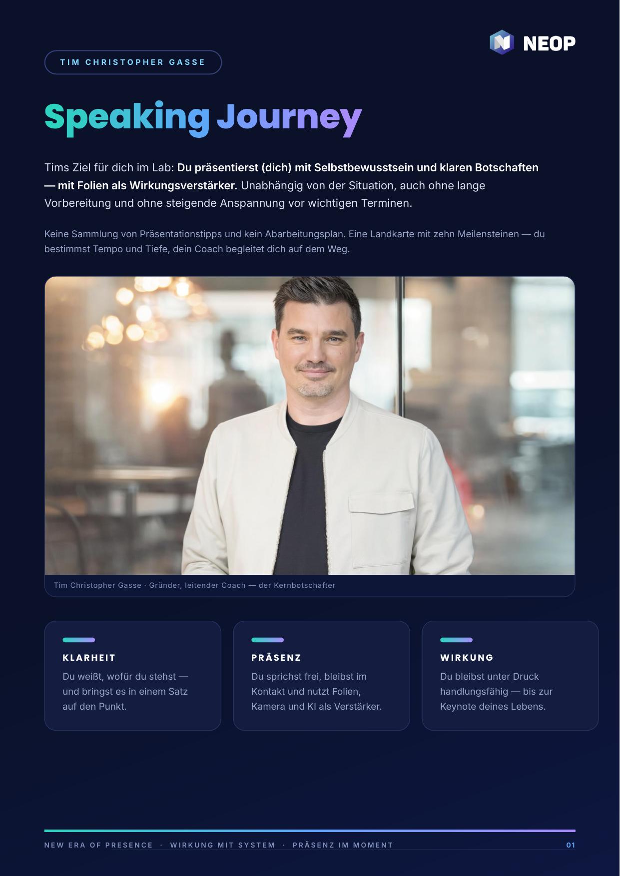 Titelseite der Speaking Journey von Tim Christopher Gasse
