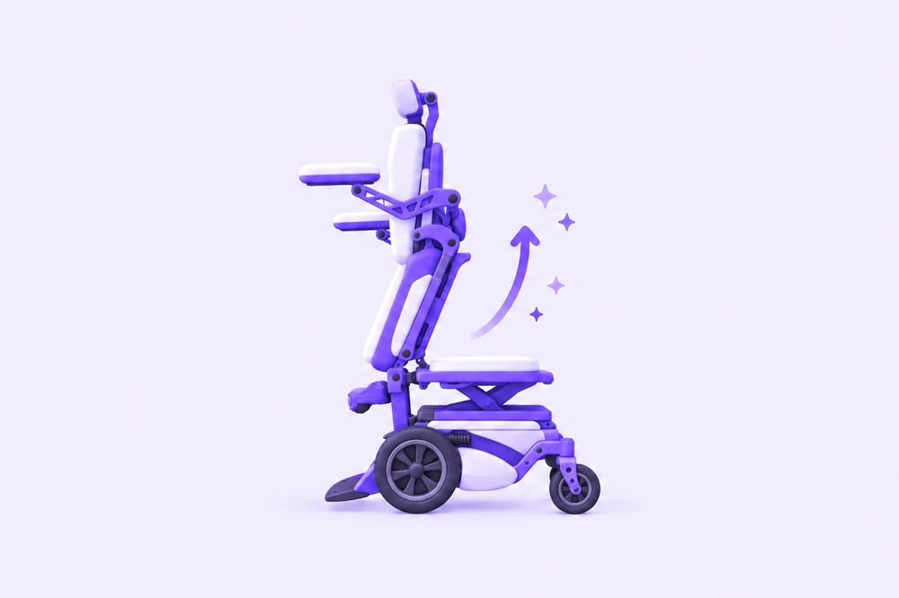 Illustration: RP1 BIONIC in aufgerichteter Stehposition mit Pfeil nach oben