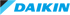 Blaues Daikin-Logo mit einem schrägen dunkelblauen Dreieck auf der linken Seite.