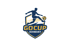 Blau-gelbes Logo: Fußballspieler schießt Ball, darüber "GOCUP", darunter "GERMANY" in einem Schild.