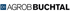 Blaues Quadrat mit weißem Unendlichkeitszeichen und schwarzem Text "AGROB BUCHTAL".