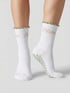 Custom Pilates Grip Socks Ruffle-Cuff – feminine Socken mit Rüschen-Bündchen und Logo für Studios