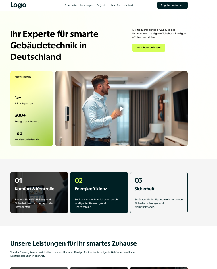 Website für einen Elektriker