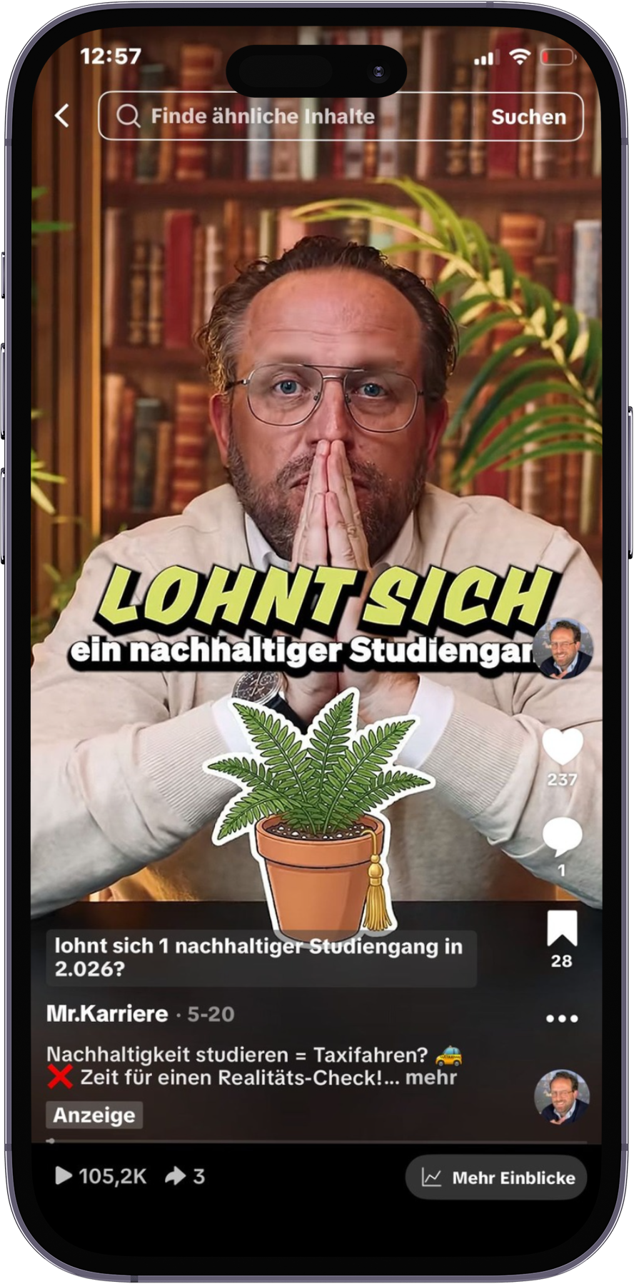 Das Video der Kampagne auf einem Smartphone
