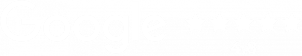 Google-Logo mit fünf Sternen und der Bewertung 4,8.