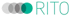Logo mit vier überlappenden Kreisen, die von Grau zu Türkis verlaufen, gefolgt vom Wort "RITO" in Türkis.