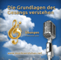 Goldener Notenschlüssel, Mikrofon und Text "Die Grundlagen des Gesangs verstehen", "Übungen", "www.musikverstehen.net" auf Wolkenhimmel.
