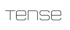 Das Wort "Tense" ist in schwarzer, serifenloser Schrift auf grünem Hintergrund zu sehen.