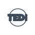 Logo: „TEDi“ in dunkelblauen Großbuchstaben mit weißem Rand auf einem weißen Kreis, auf grünem Hintergrund.
