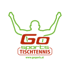Grünes Umriss-Symbol einer Person mit erhobenen Armen über rotem „GO“ und „TISCHTENNIS“