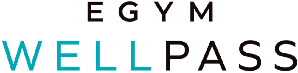 EGym WELLPASS Logo in Schwarz und Türkis auf dunkelgrünem Hintergrund.