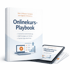 Onlinekurs-Playbook Buch und Tablet mit Titel und Inhaltsverzeichnis, "Dein 5-Phasen-Fahrplan zum eigenen Onlinekurs"