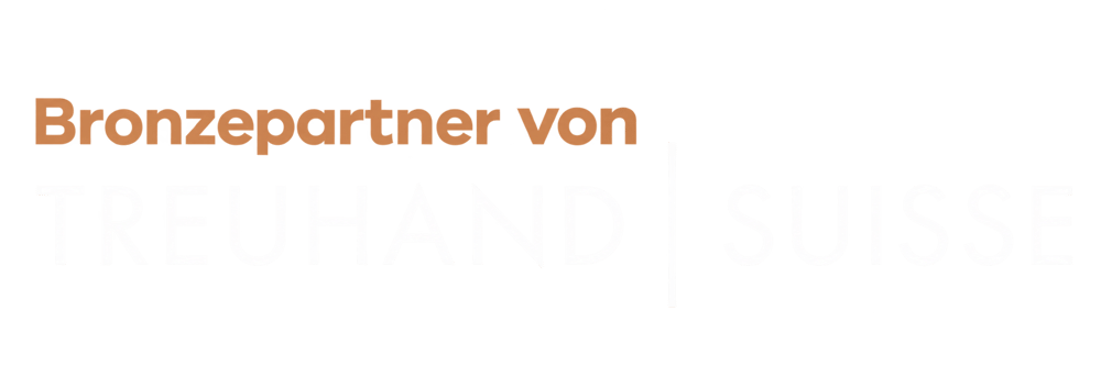 Blauer Text „Mitglied TREUHAND | SUISSE“ auf schwarzem Hintergrund.