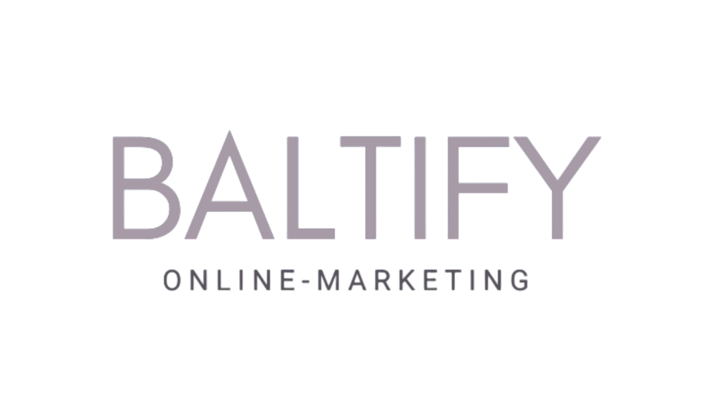 BALTIFY ONLINE-MARKETING Logo auf dunklem Hintergrund.