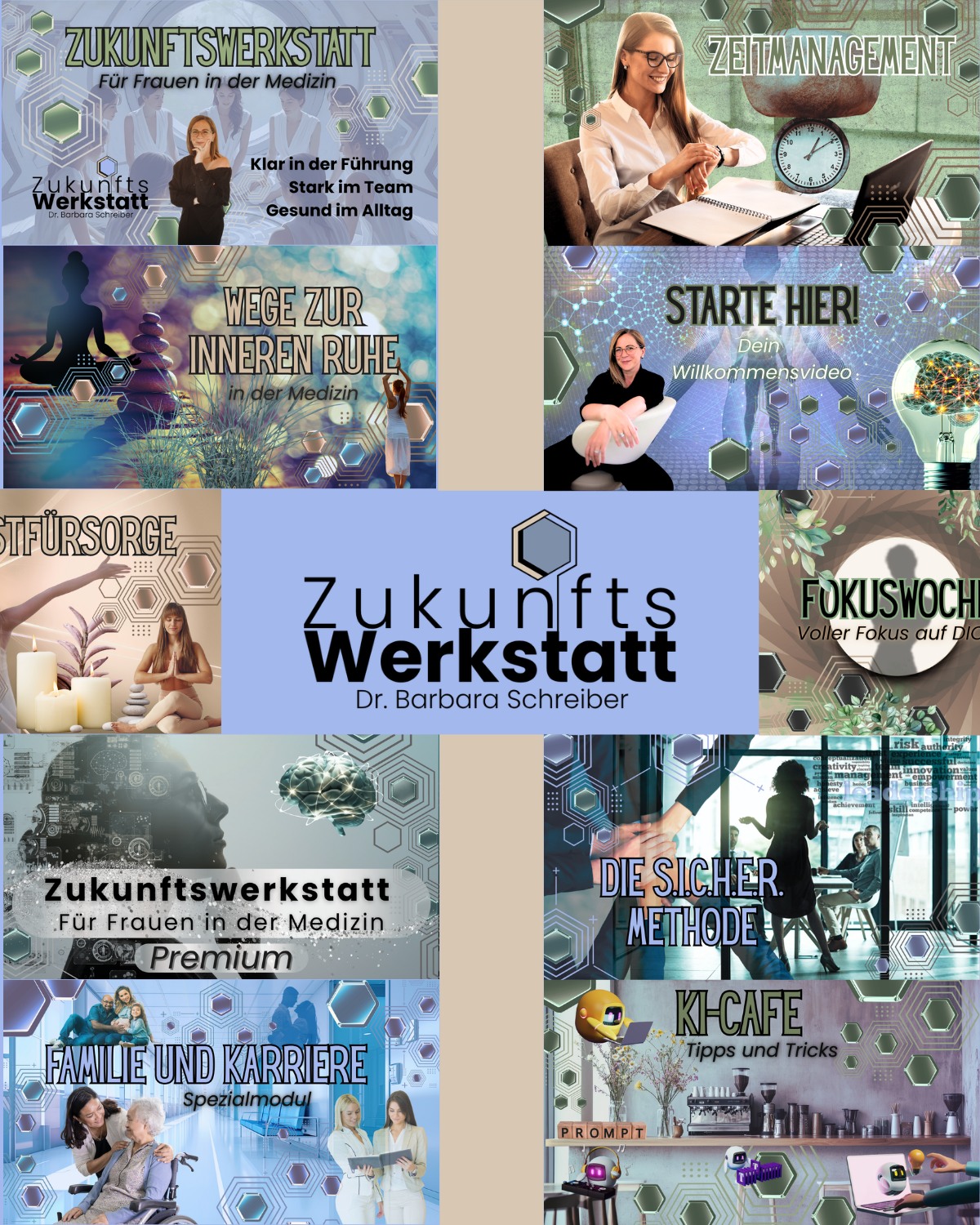 Mockup der Grafiken für die Online-Community von Dr. Barbara Schreiber