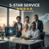 Five smiling business professionals in an office with "5-STAR SERVICE OUR CLIENTS LOVE US" text and a South Africa map graphic.