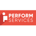 Logo von Perform Services mit einem stilisierten weißen "i" und dem Text "PERFORM SERVICES" auf rotem Hintergrund.
