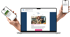 Laptop und Smartphones zeigen eine E-Mail-Bestätigung zur Anmeldung bei einem Stromversorger auf einem schwarzen Hintergrund.
