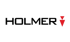 Schwarzer HOLMER-Schriftzug mit einem roten Dreieckssymbol auf dunkelgrünem Hintergrund.