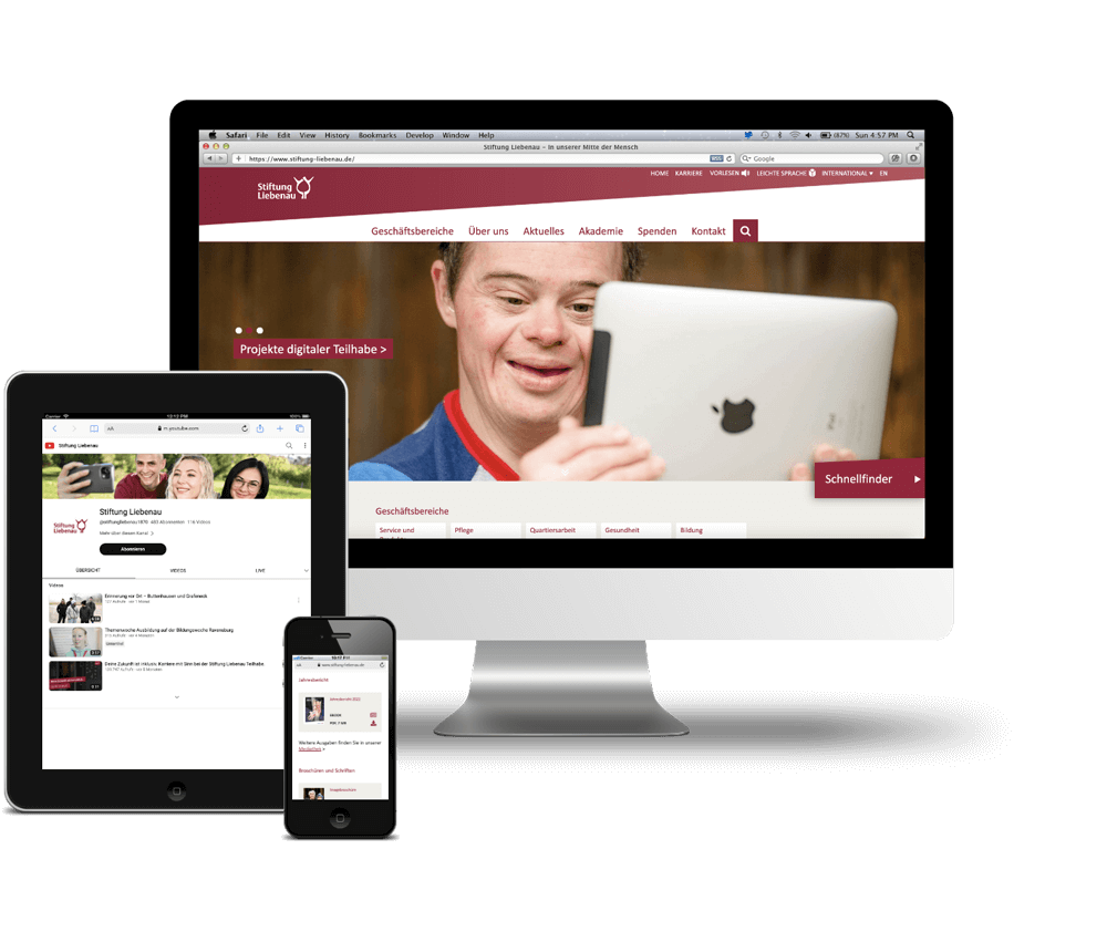 TYPO3 Website der Stiftung Liebenau – Mockup