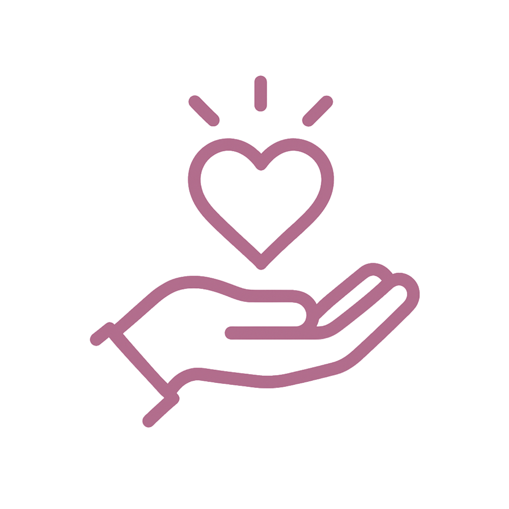 Eine Hand hält ein strahlendes Herz.