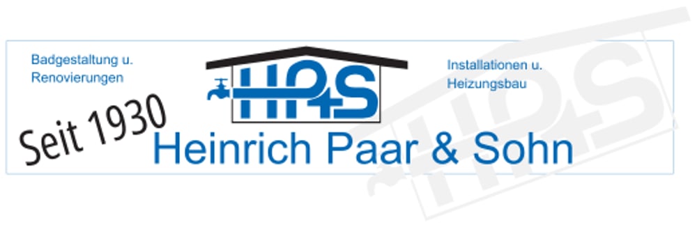 Logo von Heinrich Paar & Sohn: "Seit 1930", "Badgestaltung u. Renovierungen", "Installationen u. Heizungsbau".