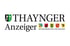 "THAYNGER Anzeiger" logo with a shield icon and five smaller heraldic shields, "DIE WOCHENZEITUNG FÜR DEN REIAT" below.