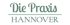 Der Text "Die Praxis" in Schreibschrift über einer Linie und "HANNOVER" in Großbuchstaben darunter.
