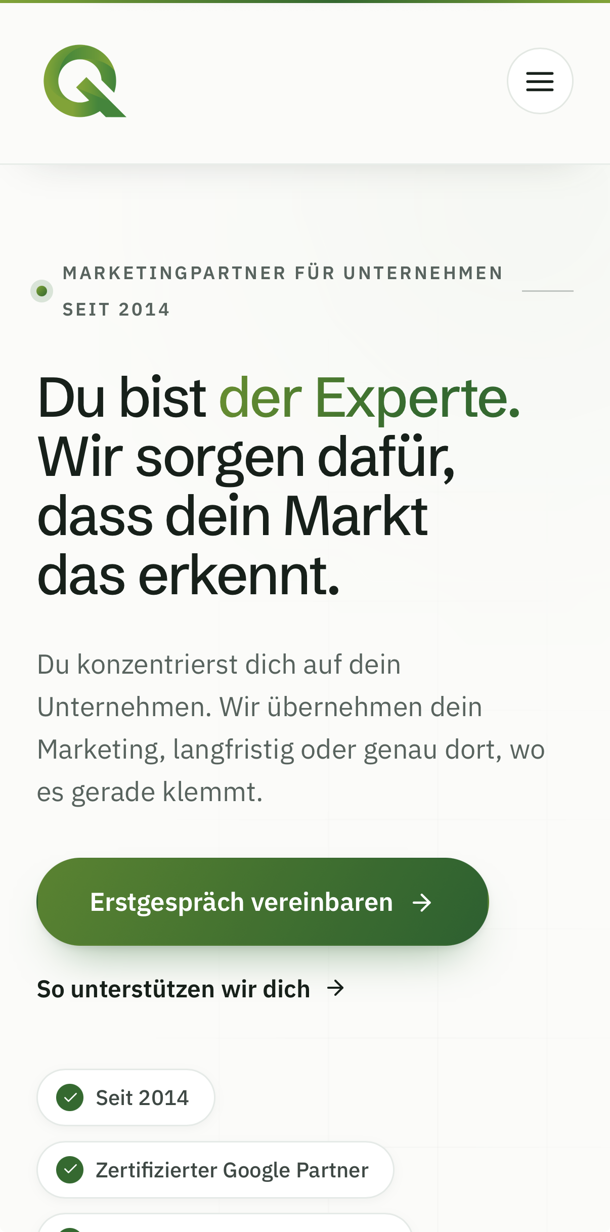 Website von QYOU Marketing auf dem Handy