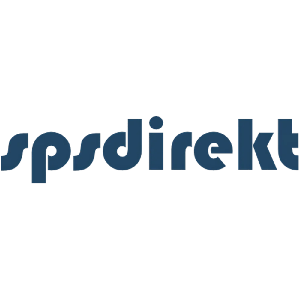 SPSdirekt-Logo in dunklem Blau auf grünem Hintergrund.